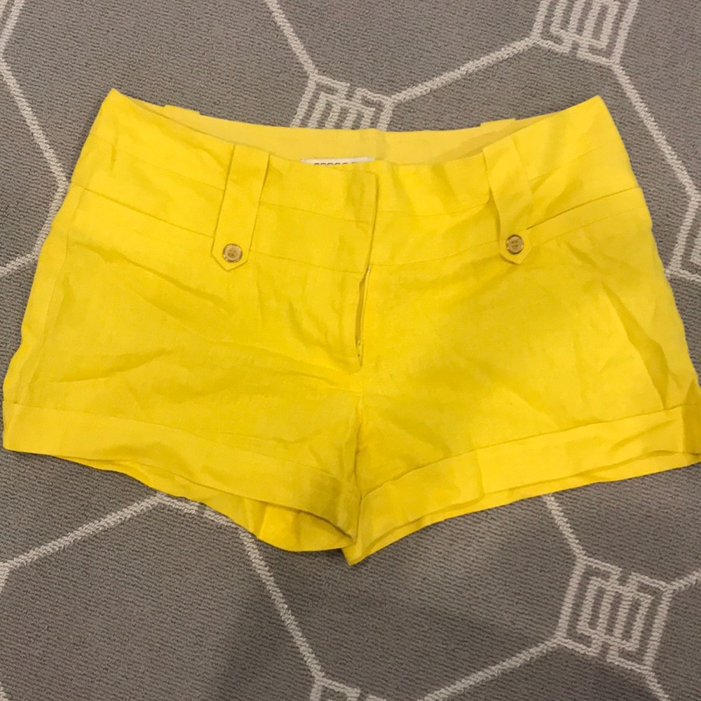 Yellow linen shorts
